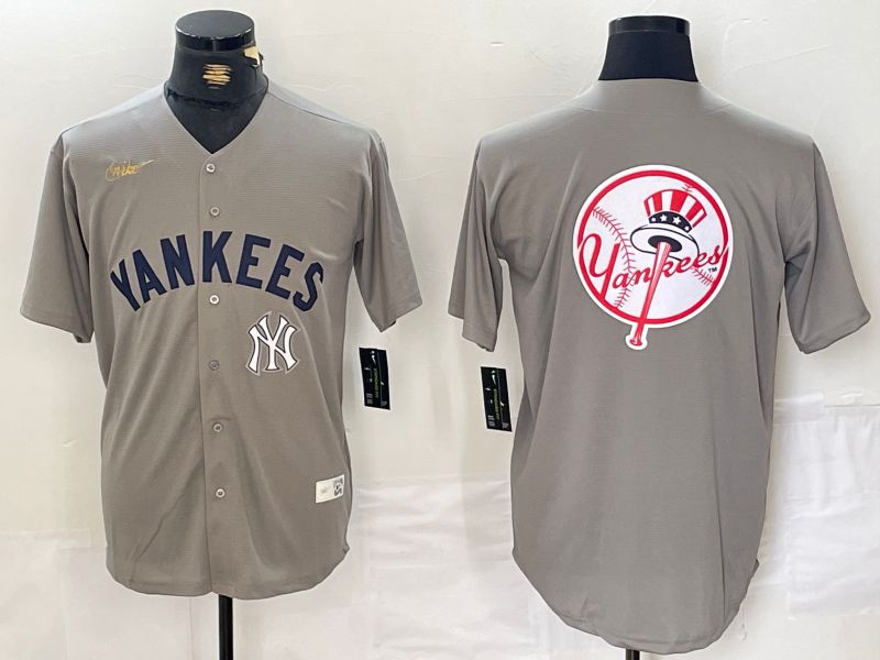 Men New York Yankees Blank Grey Throwback Nike Game 2024 MLB Jersey style 6